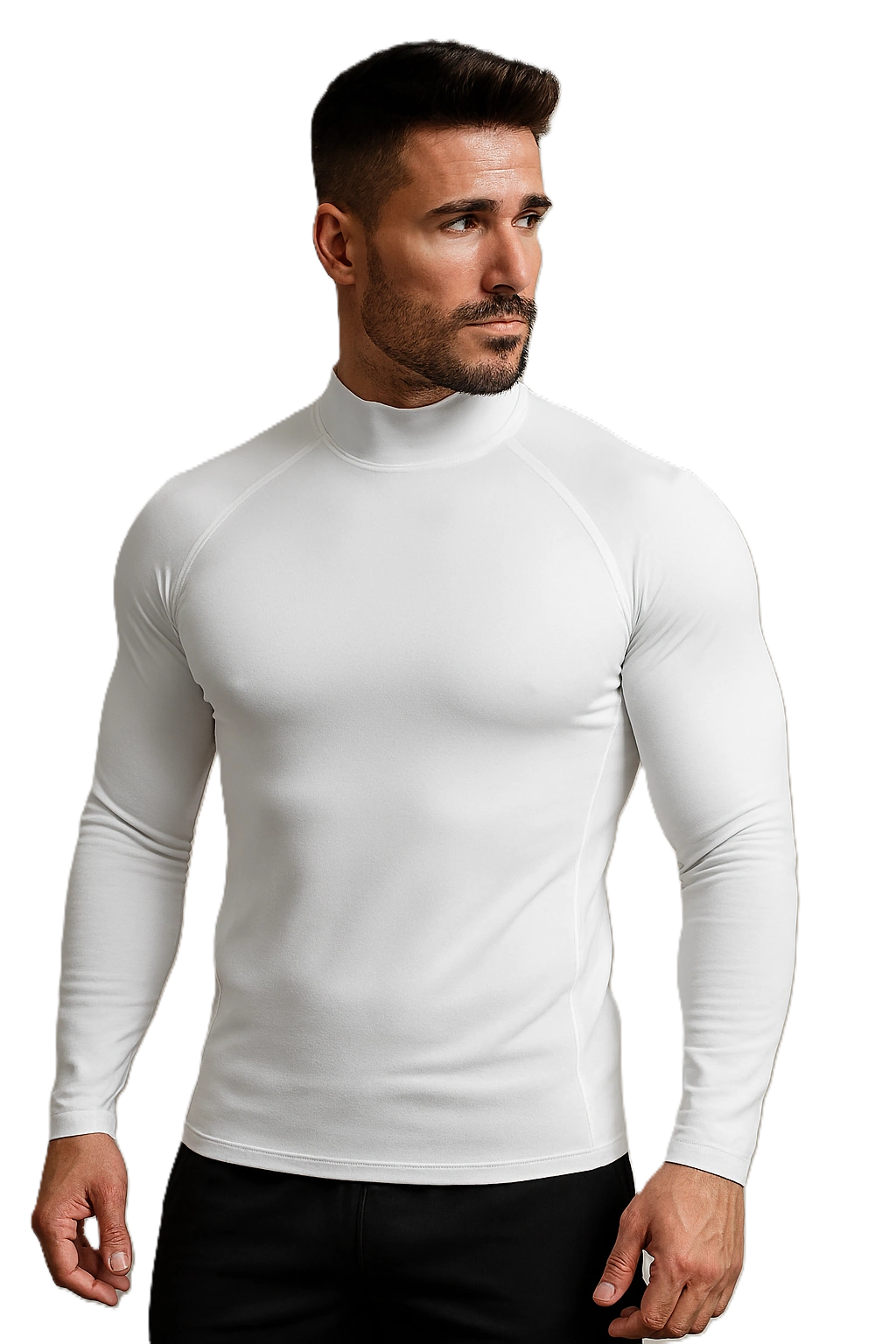 Camisa de compresion Blanca manga larga cuello alto