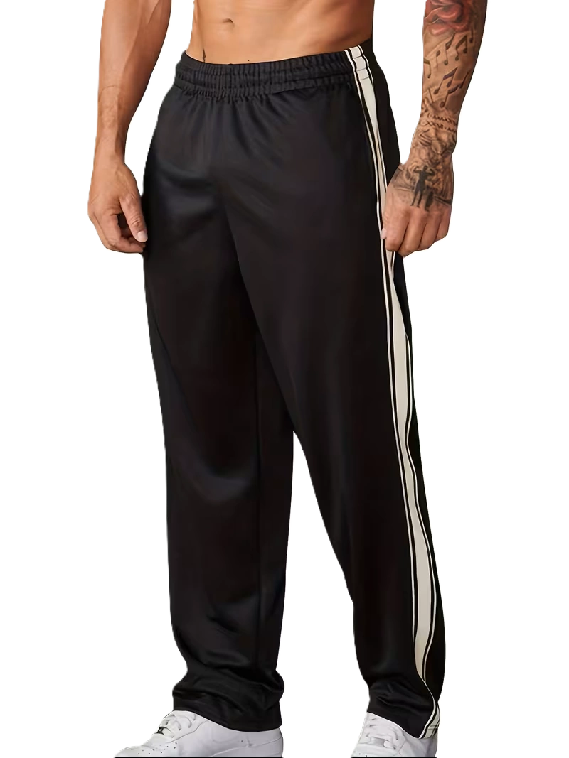 Pantalon Holgado Negro con franjas